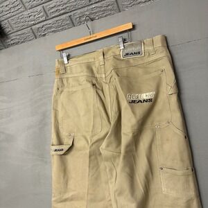 RESULTS JEANS Tan Cargo Carpenter Pants Mens 38L Cotton Loose Fit